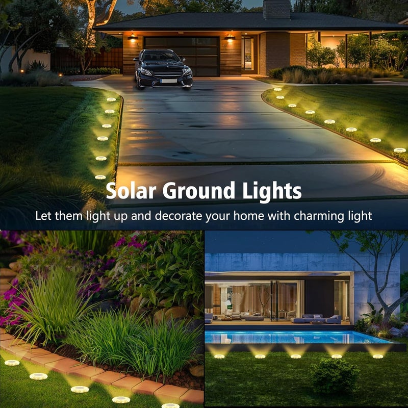 echosari Solar Ground Lights 6 Pack, Upgraded Solar Garden Lights Auto ON/Off Landscape Lighting Outdoor In-Ground Lights Waterproof Long Lasting for Pathway Walkway Patio (Warm White) - Image 4